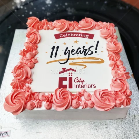 Photo Printed Cake With Creamy floral Border