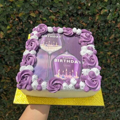 Purple And White Wine Themed Cake 