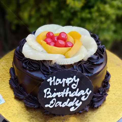 Rich Dark Chocolate Cake with Fresh Fruit