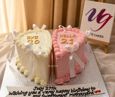 Two-Tone Milestone Heart Cake