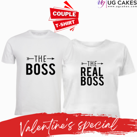 Valentines Special Couple T-shirt ''Boss and The Real Boss"